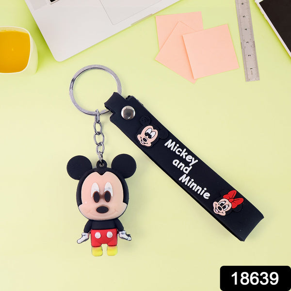 Cute Cartoon Silicone 3D Key Chain with Metal Hook & Strap (Pack of 1 / Mix Design)